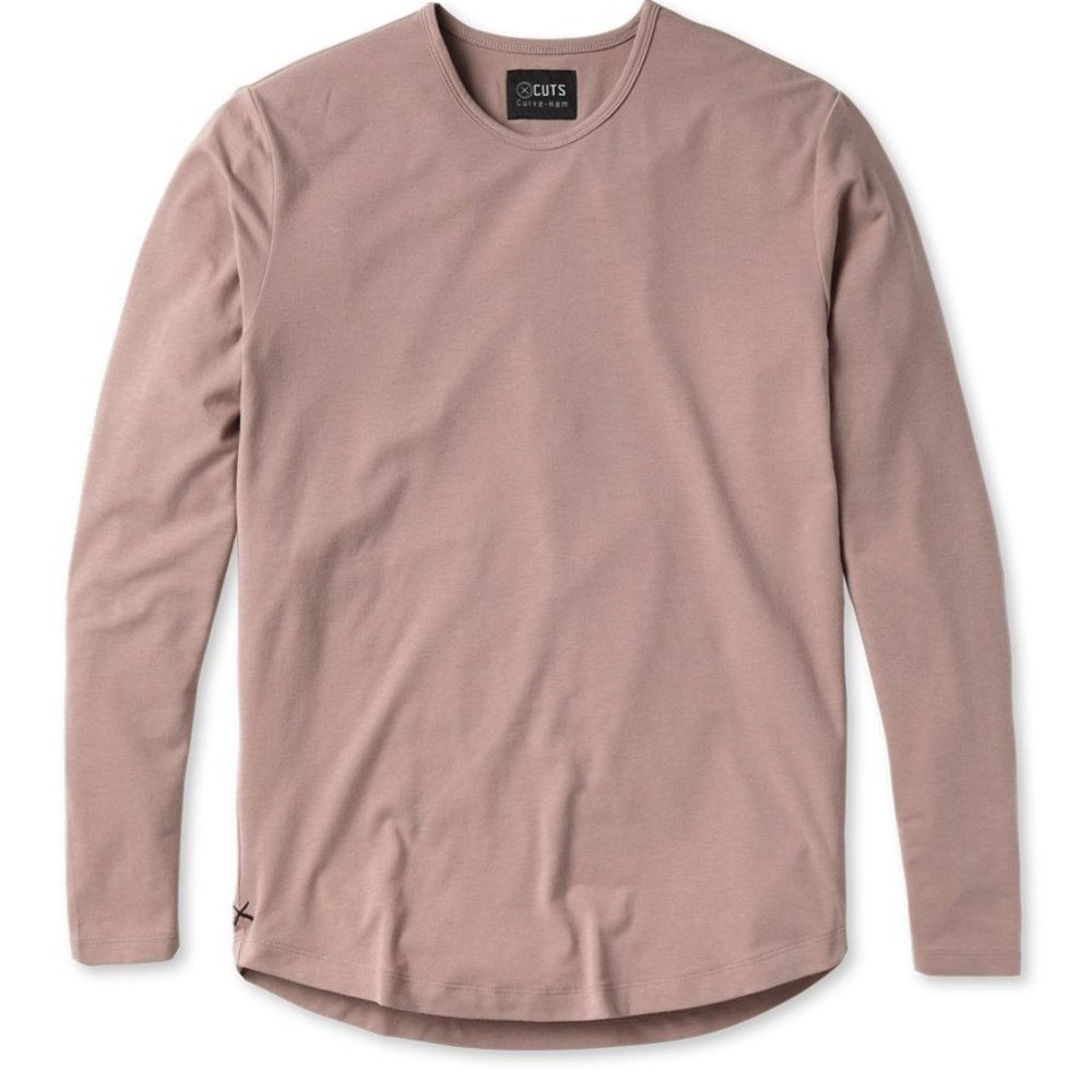 Cuts Flint L/S Crew Curve-Hem Coral color